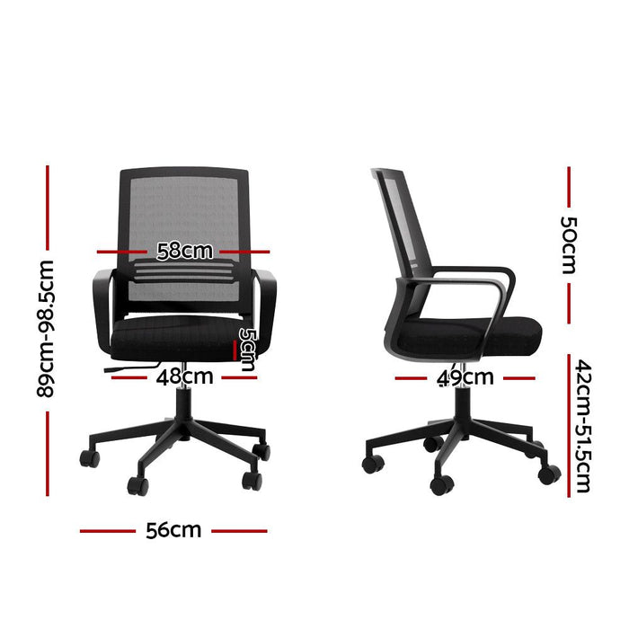 Artiss Mesh Office Chair Computer Gaming Desk Chairs Work Study Mid Back Black -Home Living Store - -  
