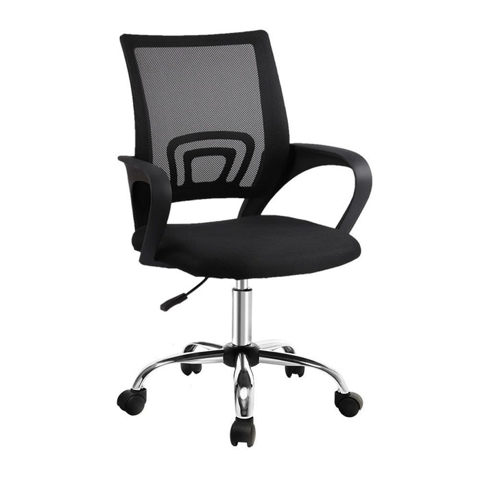 Artiss Mesh Office Chair Mid Back Black -Home Living Store - -  