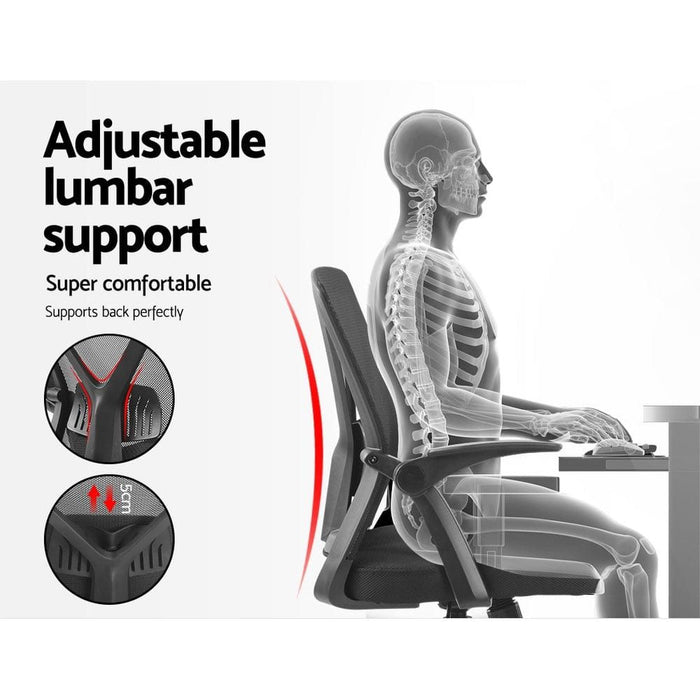 Artiss Mesh Office Chair Mid Back Black -Home Living Store - -  