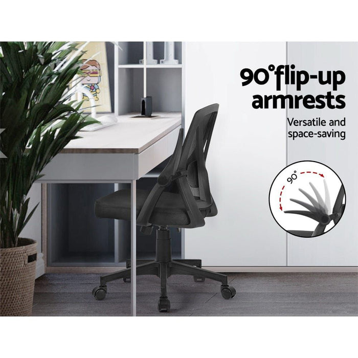 Artiss Mesh Office Chair Mid Back Black -Home Living Store - -  
