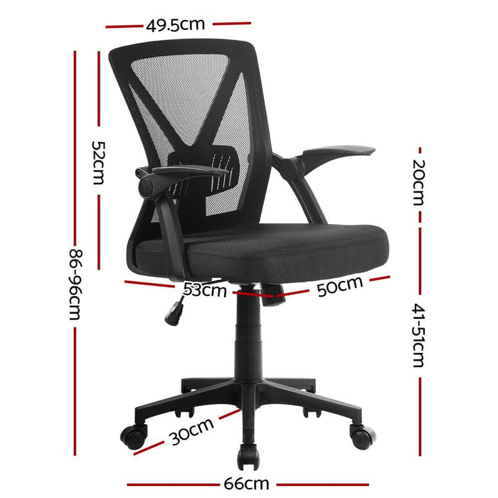 Artiss Mesh Office Chair Mid Back Black -Home Living Store - -  