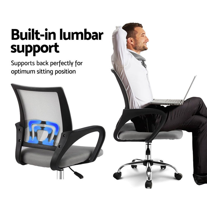 Artiss Mesh Office Chair Mid Back Grey -Home Living Store - -  