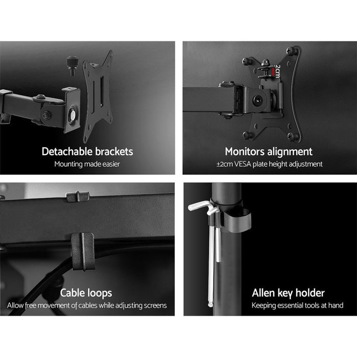 Artiss Monitor Arm Mount Dual 32" Black -Home Living Store - -  