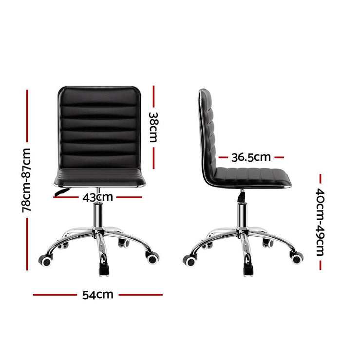 Artiss Office Chair Computer Desk Gaming Chairs PU Leather Low Back Black -Home Living Store - -  