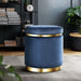 Artiss Ottoman Foot Stool Round Velvet Navy -Home Living Store - -  
