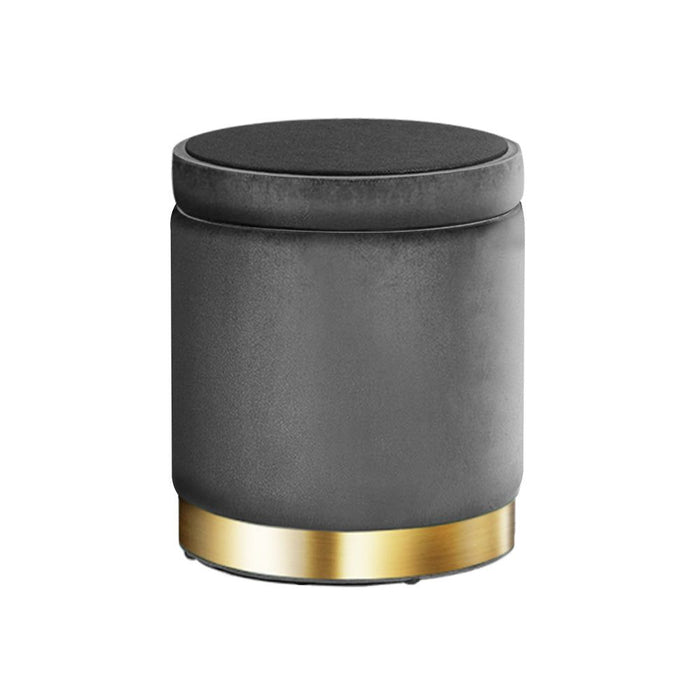 Artiss Ottoman Storage Foot Stool Round Velvet Charcoal -Home Living Store - -  