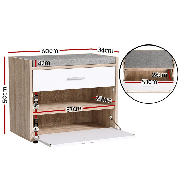 Artiss Shoe Cabinet Bench Shoes Storage Organiser Rack Fabric Seat Woo Home Living Store