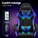 Artiss Six Point Massage Gaming Office Chair 7 LED Footrest Blue -Home Living Store - -  