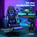 Artiss Six Point Massage Gaming Office Chair 7 LED Footrest Blue -Home Living Store - -  