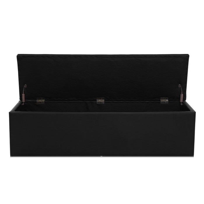 Artiss Storage Ottoman Blanket Box 140cm Leather Black -Home Living Store - -  