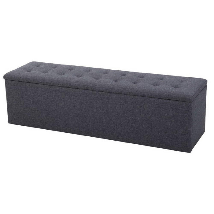 Artiss Storage Ottoman Blanket Box 140cm Linen Dark Grey -Home Living Store - -  