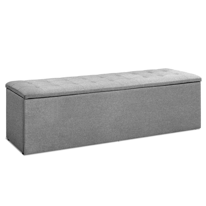 Artiss Storage Ottoman Blanket Box 140cm Linen Grey -Home Living Store - -  