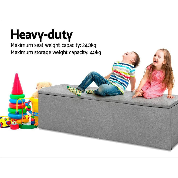 Artiss Storage Ottoman Blanket Box 140cm Linen Grey -Home Living Store - -  