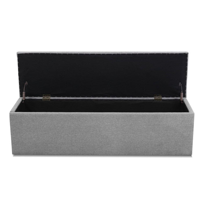 Artiss Storage Ottoman Blanket Box 140cm Linen Grey -Home Living Store - -  