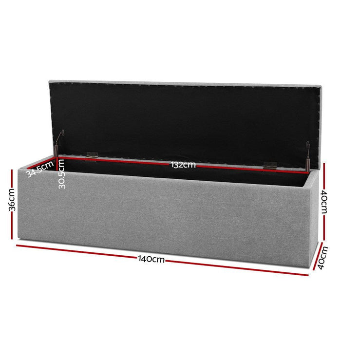 Artiss Storage Ottoman Blanket Box 140cm Linen Grey -Home Living Store - -  
