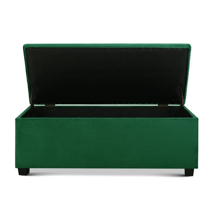Artiss Storage Ottoman Blanket Box 140cm Velvet Green -Home Living Store - -  