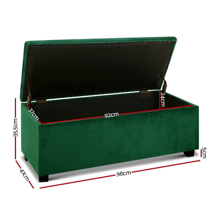 Artiss Storage Ottoman Blanket Box 140cm Velvet Green -Home Living Store - -  