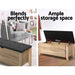 Artiss Storage Ottoman Blanket Box Leather Oak -Home Living Store - -  