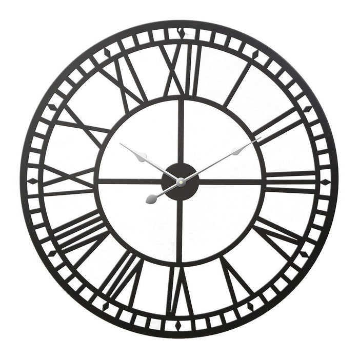 Artiss Wall Clock 60CM Large Roman Numerals Round Metal Luxury Wall Clocks Home Decor Black -Home Living Store - -  