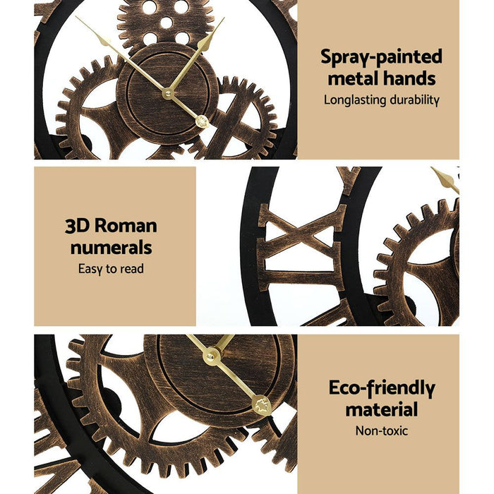 Artiss Wall Clock 80CM Large Modern Vintage Retro Luxury Art Metal Home Decor -Home Living Store - -  