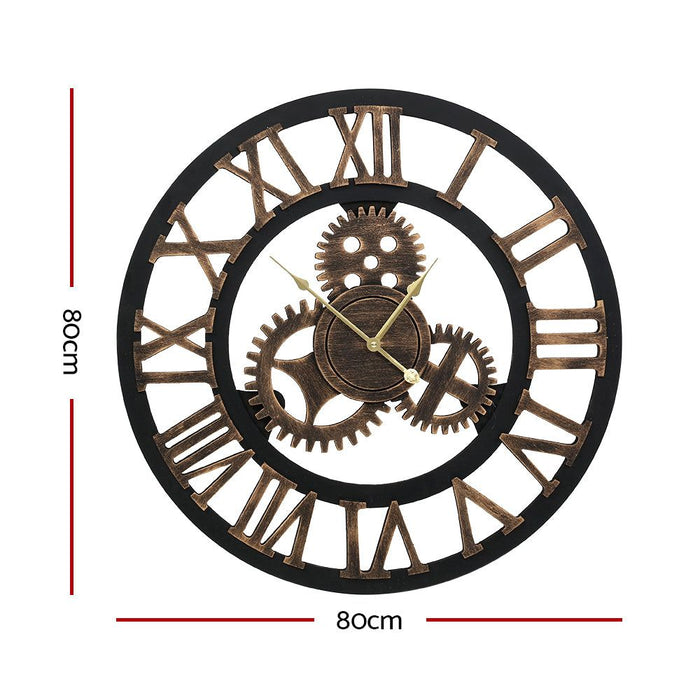 Artiss Wall Clock 80CM Large Modern Vintage Retro Luxury Art Metal Home Decor -Home Living Store - -  