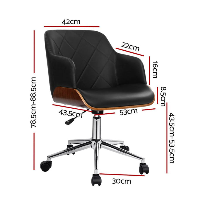 Artiss Wooden Office Chair Fabric Seat Black -Home Living Store - -  