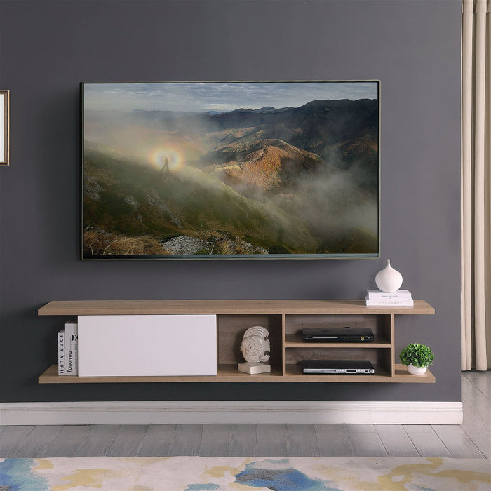 Auldrin 200cm Floating Entertainment Unit, TV Unit, Wall Mount Oak by Tauris -Home Living Store - -  