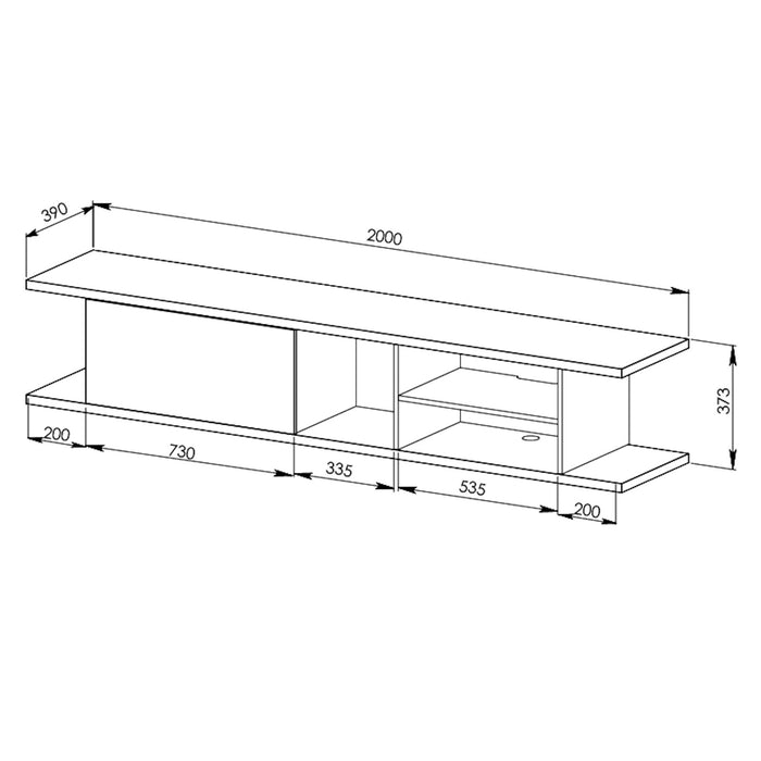 Auldrin 200cm Floating Entertainment Unit, TV Unit, Wall Mount Oak by Tauris -Home Living Store - -  