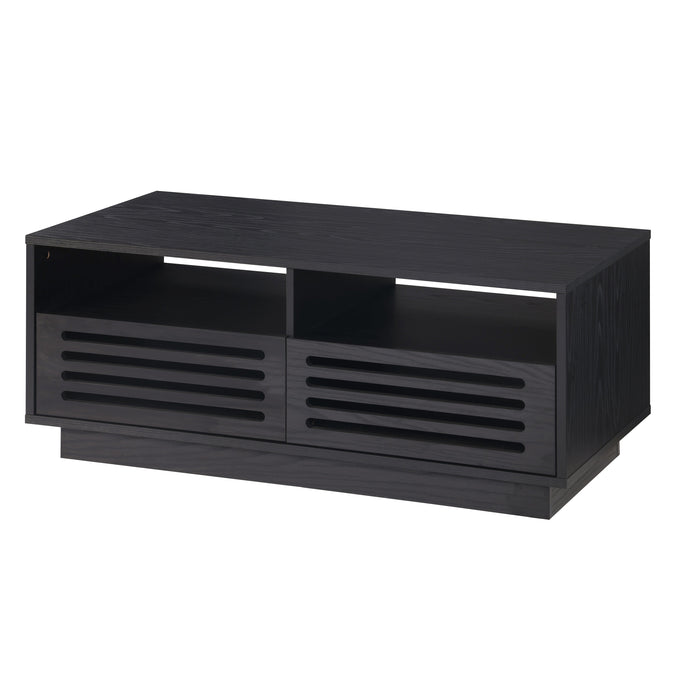 Tauris BURBANKCTBO Coffee Table – Black Oak Finish with Drawers & Shelves
