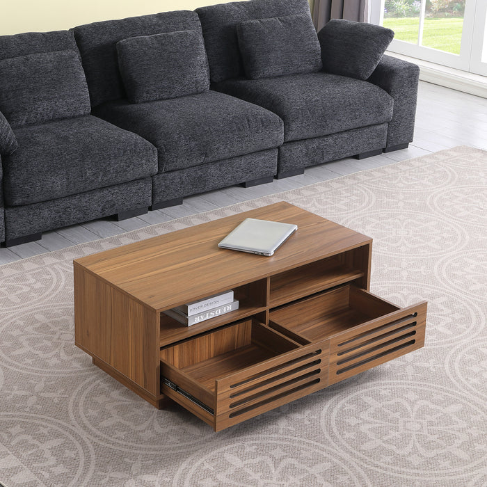Tauris BURBANKCTWAL Coffee Table – Walnut Finish with Drawers & Shelves