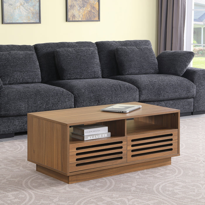 Tauris BURBANKCTWAL Coffee Table – Walnut Finish with Drawers & Shelves