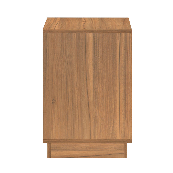 Tauris BURBANKETWAL Side Table – Walnut Finish with Slotted Door & Storage Shelves