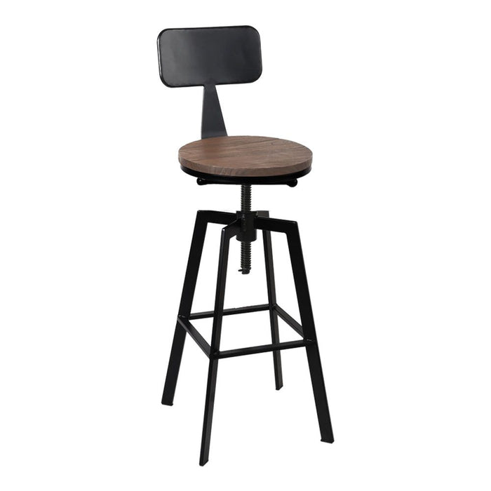 Artiss Bar Stools Adjustable Wood Stool w/Backrest -Home Living Store - -  