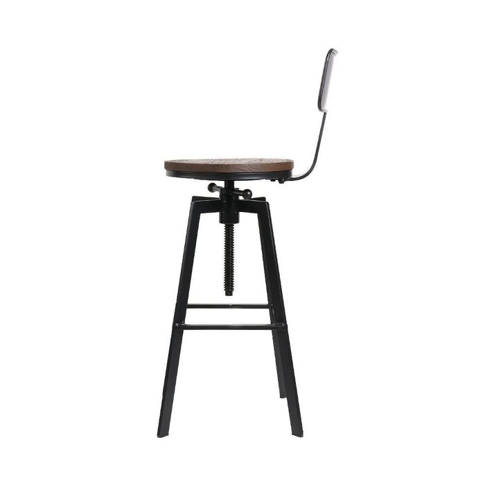 Artiss Bar Stools Adjustable Wood Stool w/Backrest -Home Living Store - -  