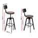Artiss Bar Stools Adjustable Wood Stool w/Backrest -Home Living Store - -  