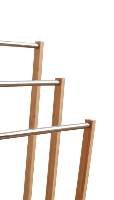 Bamboo Towel Bar Metal Holder Rack 3-Tier Freestanding for Bathroom and Bedroom -Home Living Store - -  