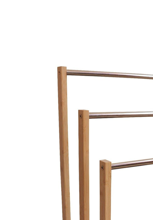 Bamboo Towel Bar Metal Holder Rack 3-Tier Freestanding for Bathroom and Bedroom -Home Living Store - -  