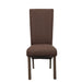 Bran Dining Chair in Brown Fabric, with Rubberwood Legs in Textured Dry Grey Oak Finish (Set of Two) -Home Living Store - -  