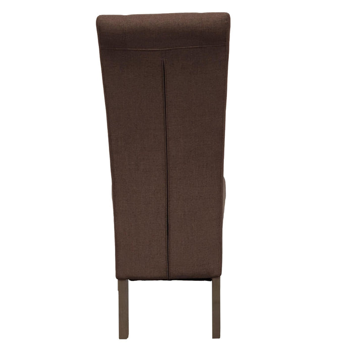 Bran Dining Chair in Brown Fabric, with Rubberwood Legs in Textured Dry Grey Oak Finish (Set of Two) -Home Living Store - -  