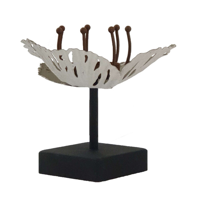 Brigit Candle Holder Metal Flower in Bloom with Wooden Base by Urban Style -Home Living Store - -  