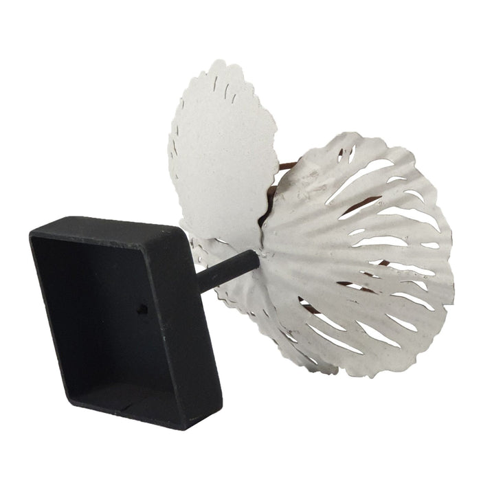 Brigit Candle Holder Metal Flower in Bloom with Wooden Base by Urban Style -Home Living Store - -  