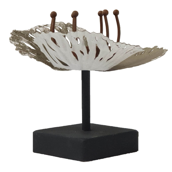 Brigit Candle Holder Metal Flower in Bloom with Wooden Base by Urban Style -Home Living Store - -  