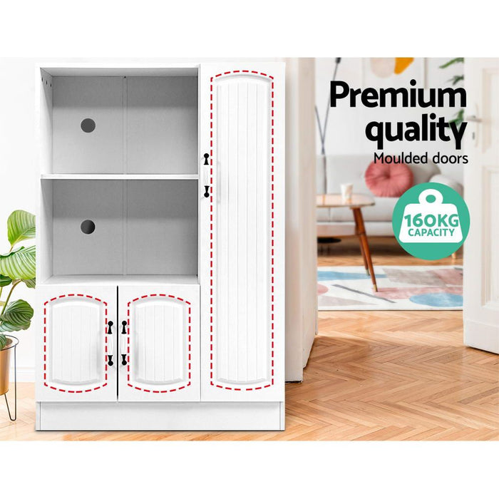 Buffet Sideboard Cabinet Storage Cupboard Doors White Kitchen Hallway -Home Living Store - -  