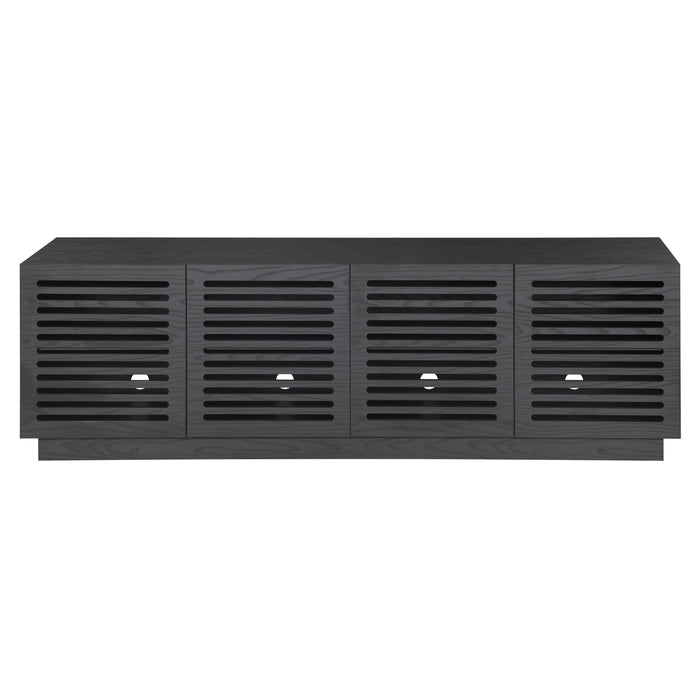 Tauris BURBANK2000BO TV Unit – 2000mm Extra Deep Black Oak Cabinet with Slotted Doors