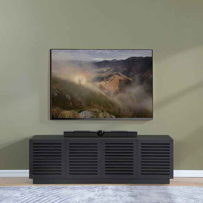 Tauris BURBANK2000BO TV Unit – 2000mm Extra Deep Black Oak Cabinet with Slotted Doors