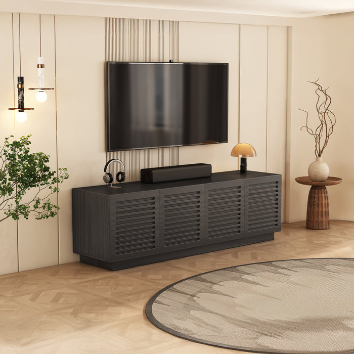 Tauris BURBANK2000BO TV Unit – 2000mm Extra Deep Black Oak Cabinet with Slotted Doors