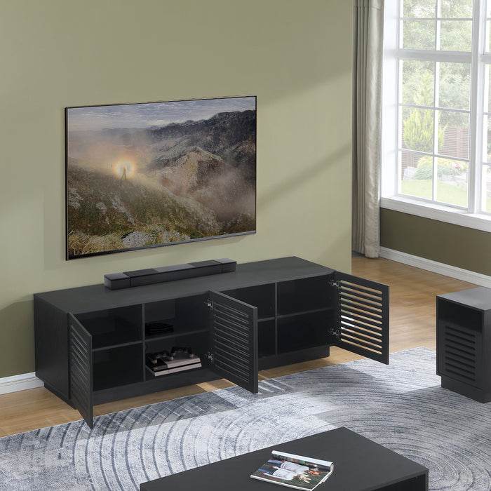 Tauris BURBANK2000BO TV Unit – 2000mm Extra Deep Black Oak Cabinet with Slotted Doors