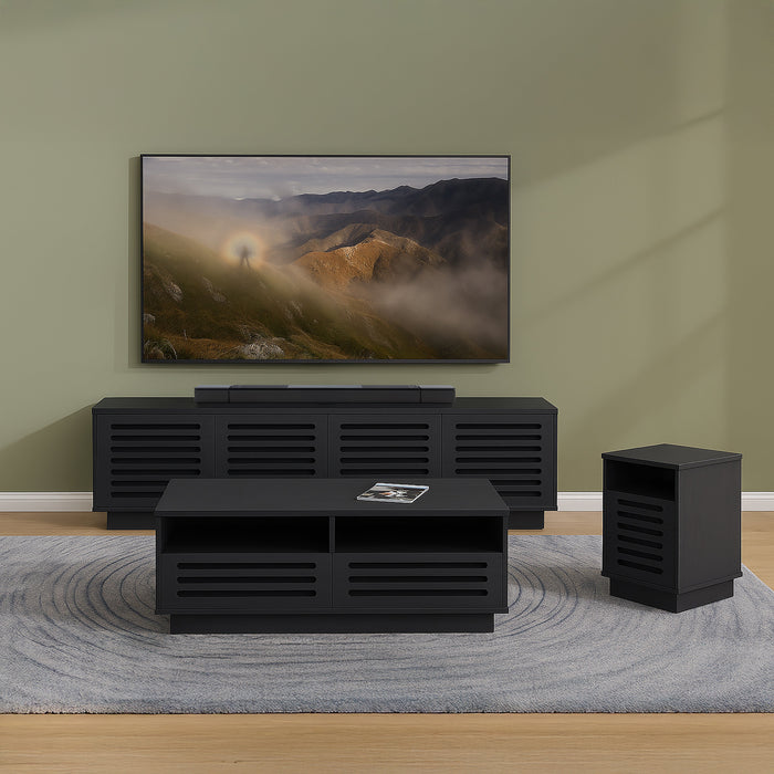 Tauris BURBANK2000BO TV Unit – 2000mm Extra Deep Black Oak Cabinet with Slotted Doors