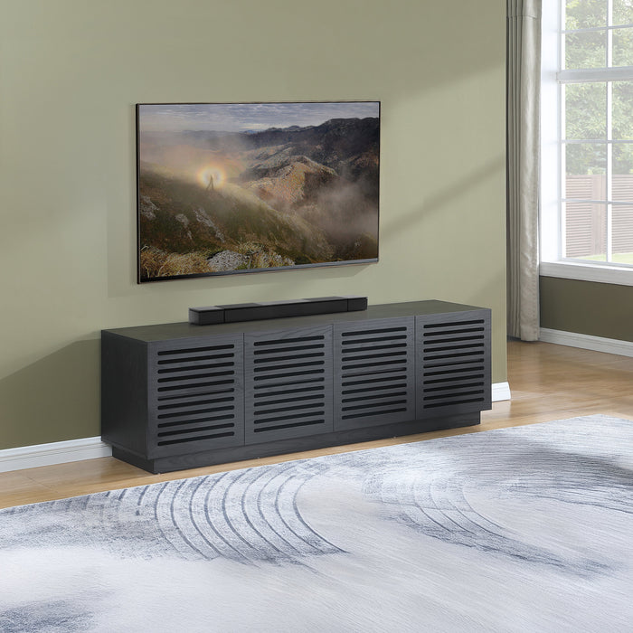 Tauris BURBANK2000BO TV Unit – 2000mm Extra Deep Black Oak Cabinet with Slotted Doors