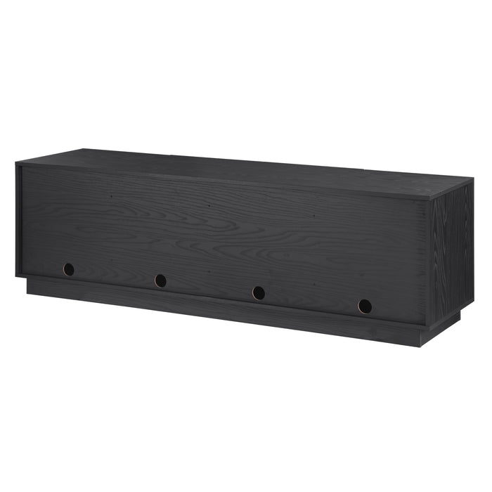 Tauris BURBANK2000BO TV Unit – 2000mm Extra Deep Black Oak Cabinet with Slotted Doors